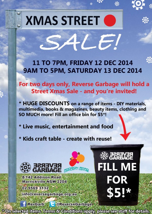 Reverse Garbage Xmas Street Sale